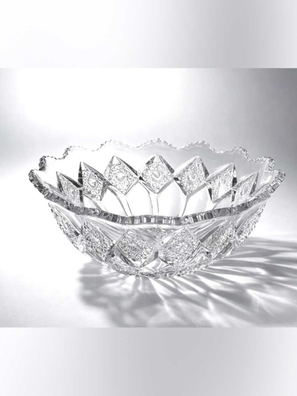Vintage Czech Cut Crystal Decorative Bowl